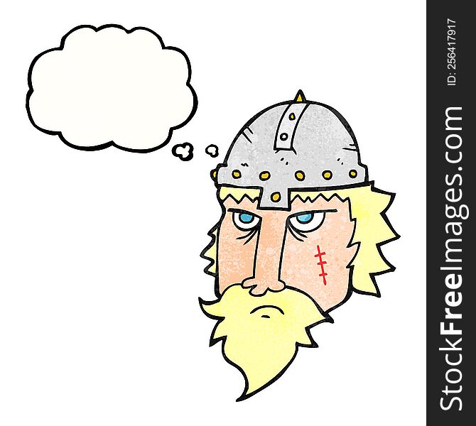 freehand drawn thought bubble textured cartoon viking warrior