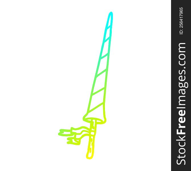 Cold Gradient Line Drawing Cartoon Knights Lance