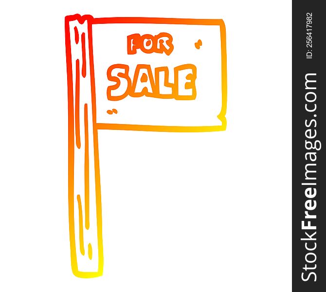 warm gradient line drawing of a cartoon sale sign