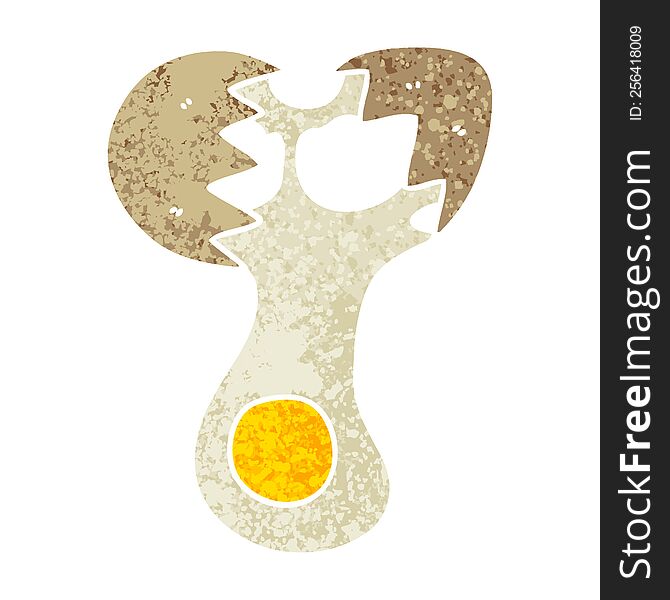 Quirky Retro Illustration Style Cartoon Cracked Egg