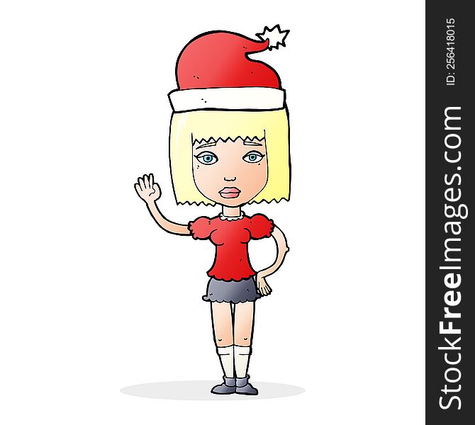 Cartoon Woman Ready For Christmas