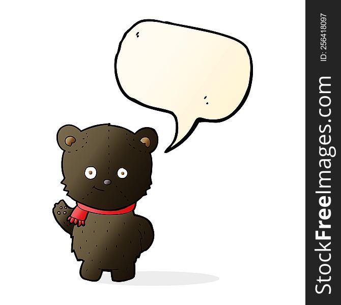 Cute Cartoon Black Bear With Speech Bubble