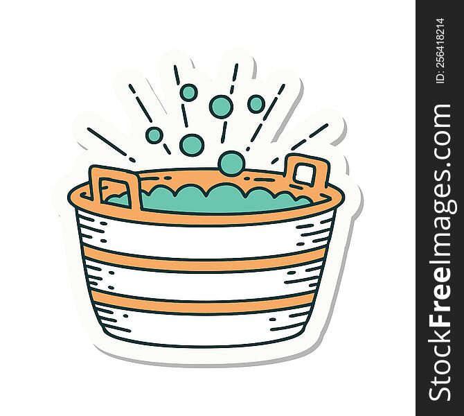 sticker of a tattoo style tin bath