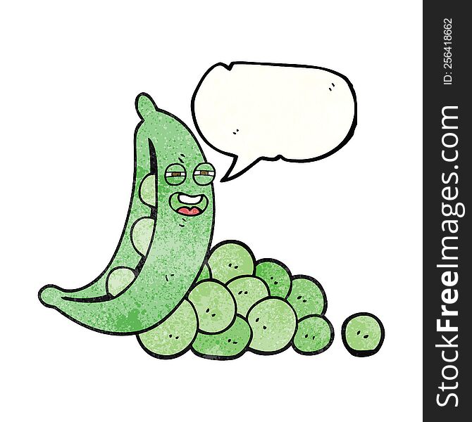 Speech Bubble Textured Cartoon Peas In Pod