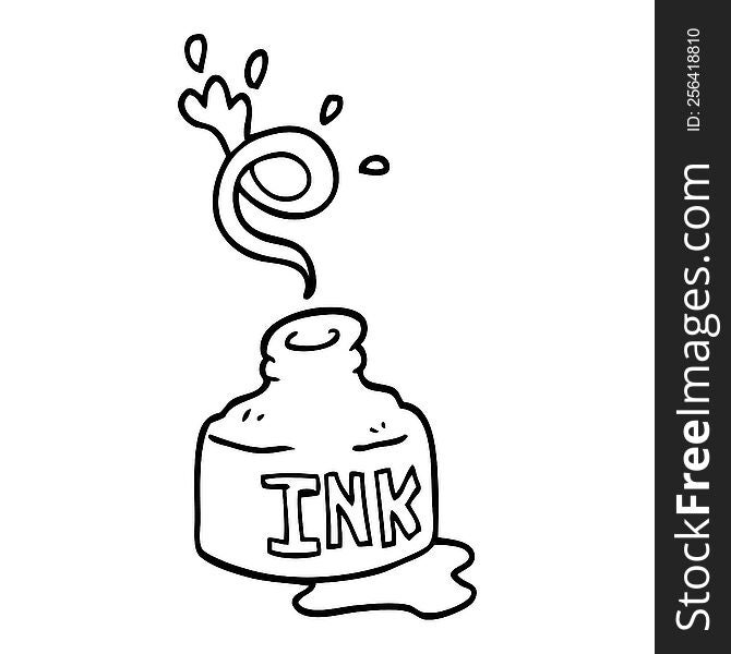 line drawing cartoon spilled ink bottle