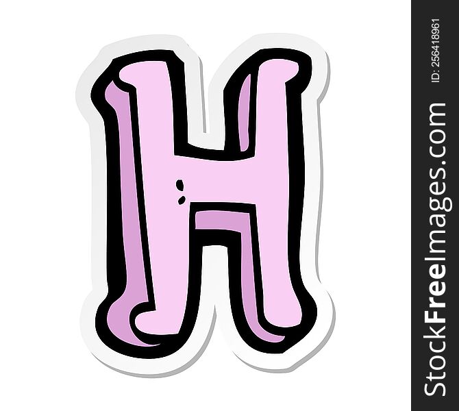 Sticker Of A Cartoon Letter H