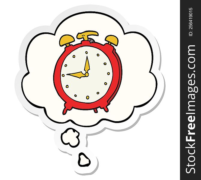 Cartoon Alarm Clock And Thought Bubble As A Printed Sticker