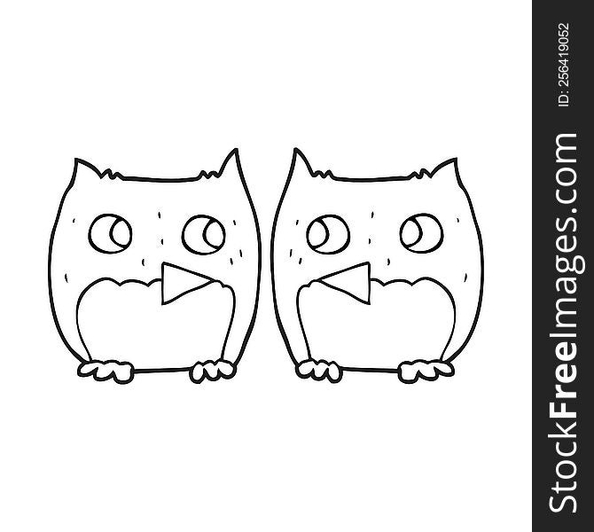 Cute Black And White Cartoon Owls