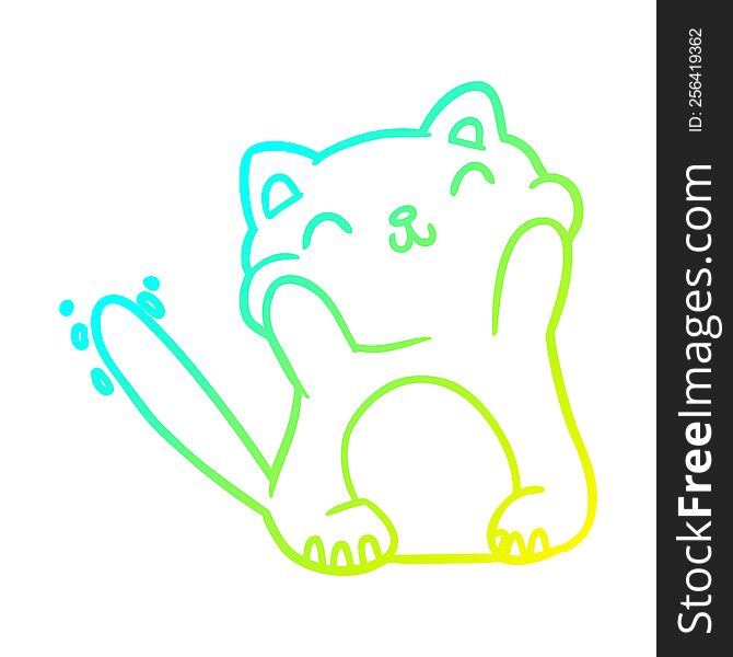 cold gradient line drawing very happy cute cat