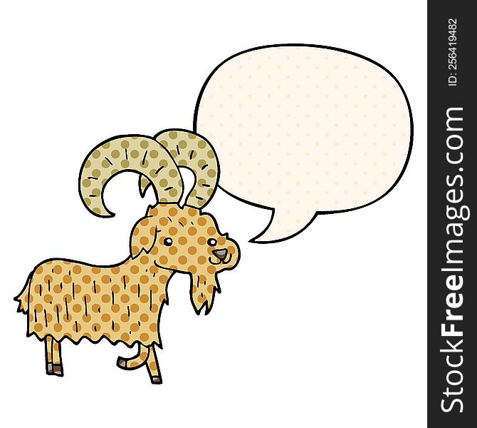Cartoon Goat And Speech Bubble In Comic Book Style