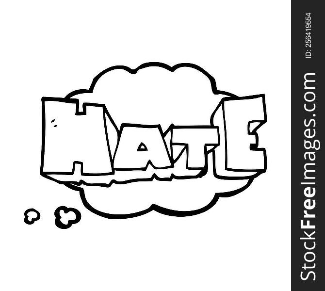 freehand drawn thought bubble cartoon word Hate