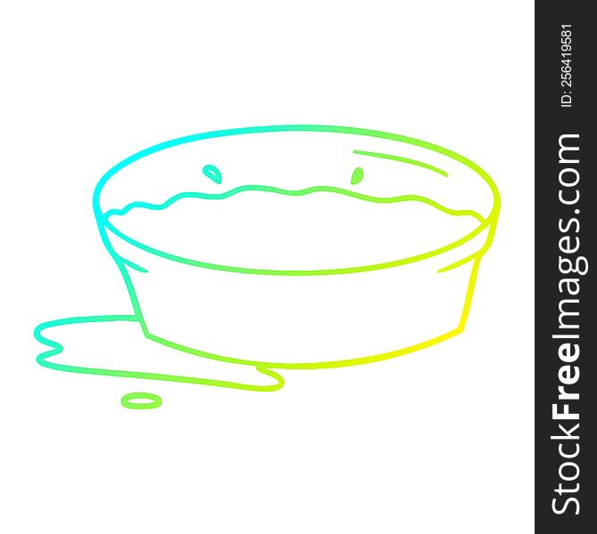 cold gradient line drawing cartoon dog water bowl