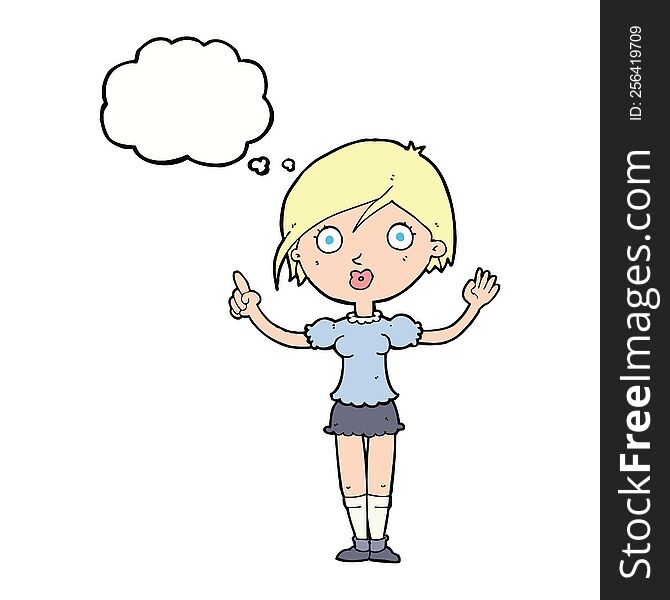 cartoon girl asking question with thought bubble