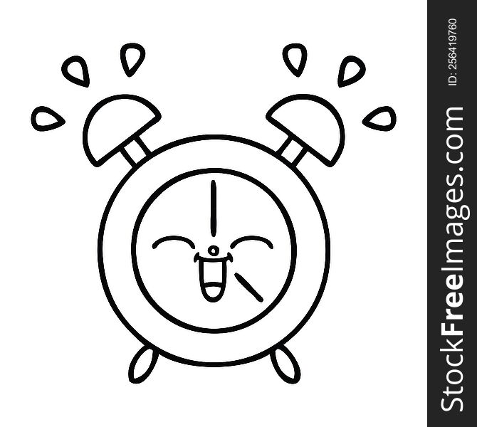 Line Drawing Cartoon Alarm Clock