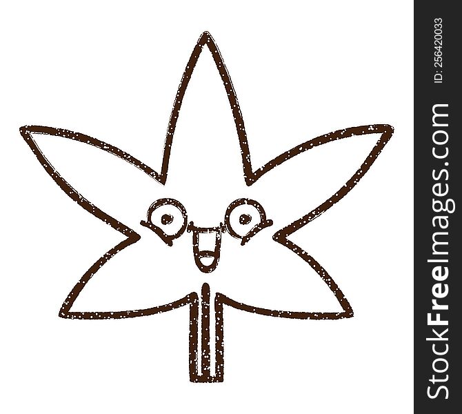 Marijuana Leaf Charcoal Drawing