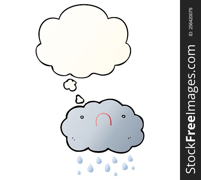 Cute Cartoon Cloud And Thought Bubble In Smooth Gradient Style