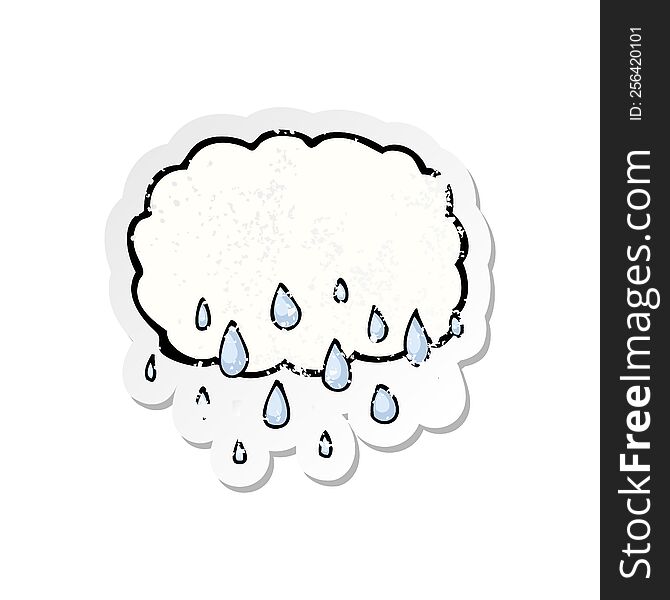 Retro Distressed Sticker Of A Rain Cloud Cartoon