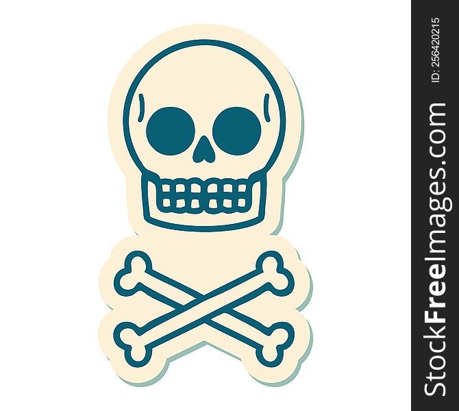 Tattoo Style Sticker Of A Skull And Bones