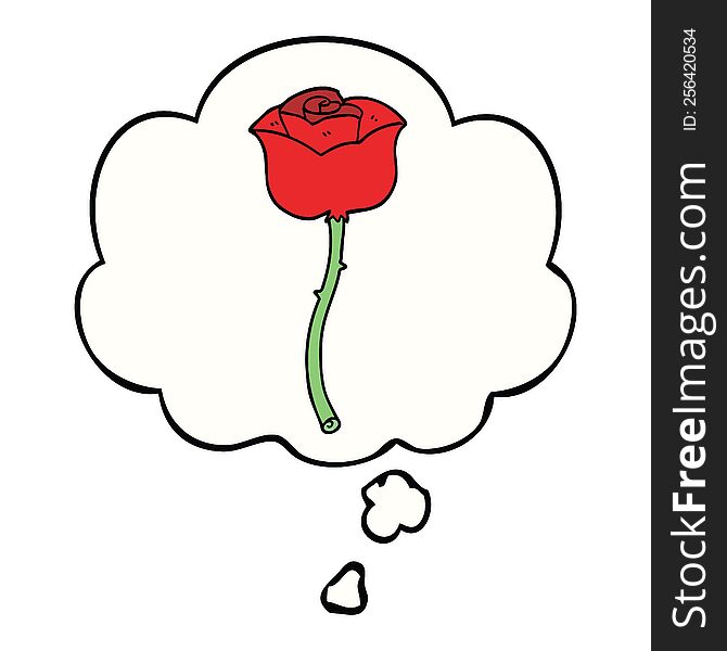 Cartoon Rose And Thought Bubble