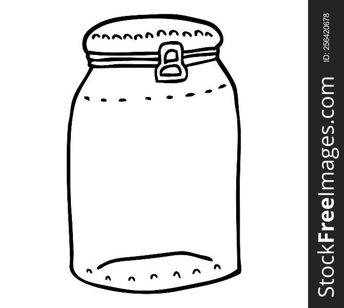 Line Drawing Cartoon Glass Jar