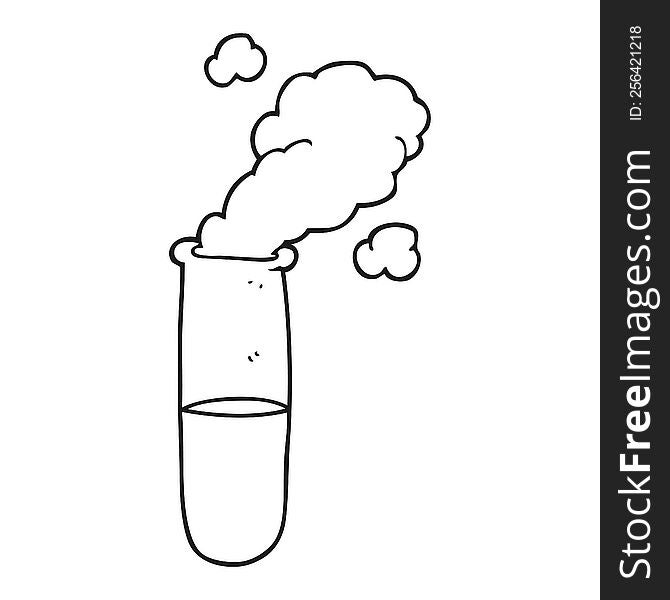 freehand drawn black and white cartoon science test tube