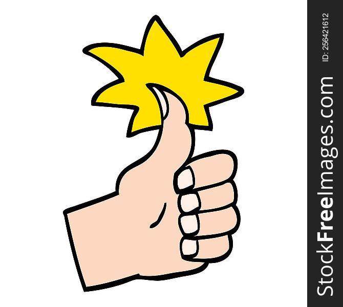 Hand Drawn Doodle Style Cartoon Thumbs Up Symbol