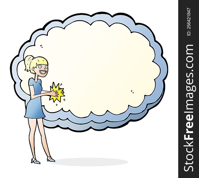 woman with text space cloud