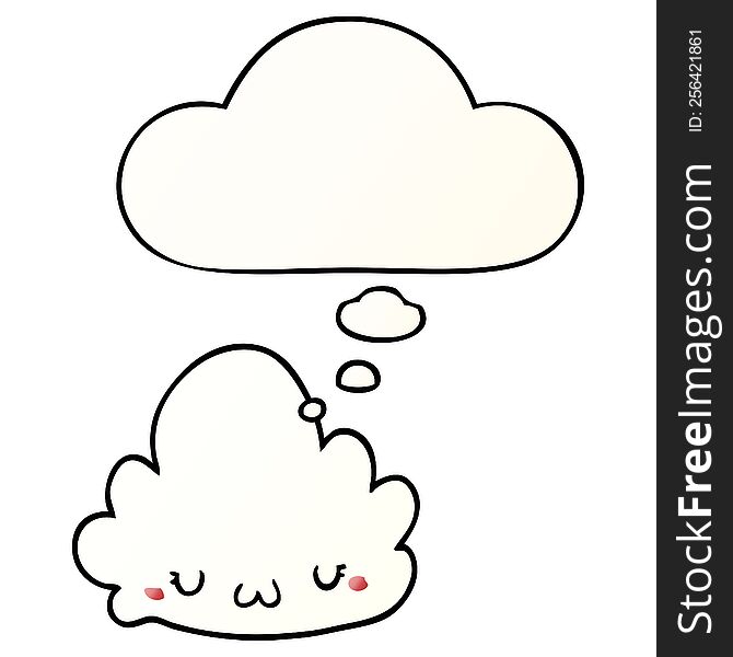 Cute Cartoon Cloud And Thought Bubble In Smooth Gradient Style