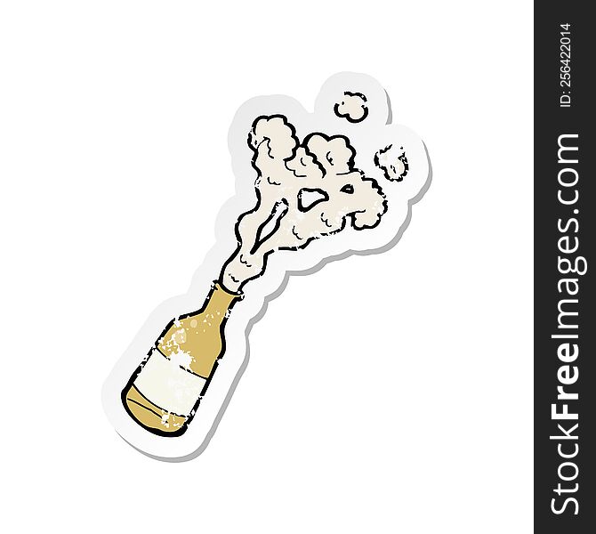 Retro Distressed Sticker Of A Cartoon Beer Bottle