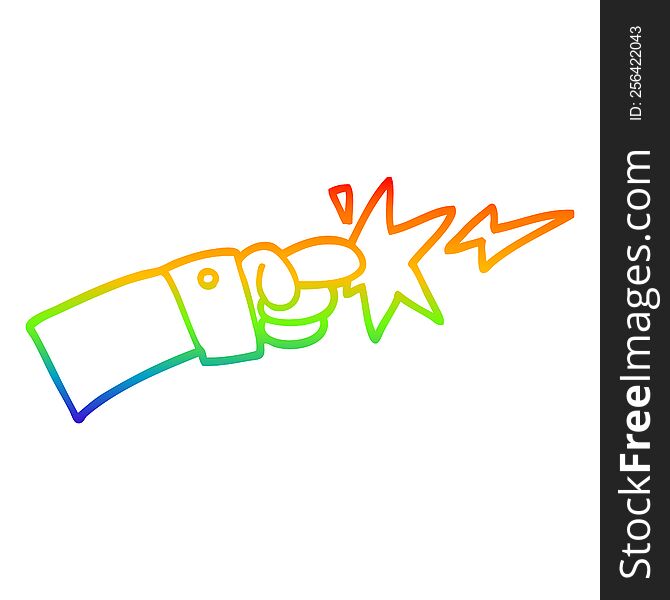 Rainbow Gradient Line Drawing Cartoon Pointing Hand Icon