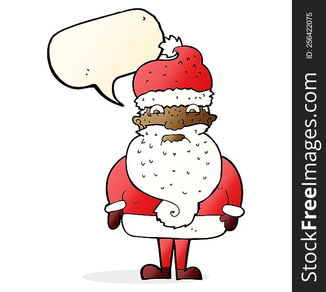 Cartoon Grumpy Santa Claus With Speech Bubble