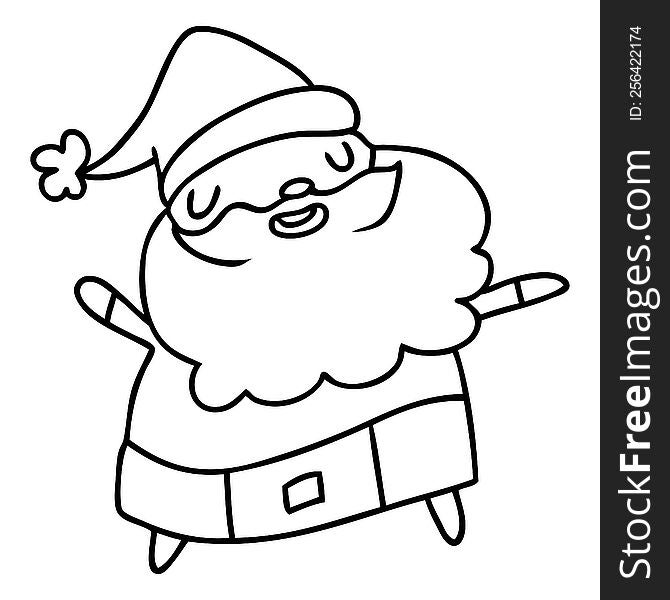 Line Drawing Kawaii Of Santa Claus