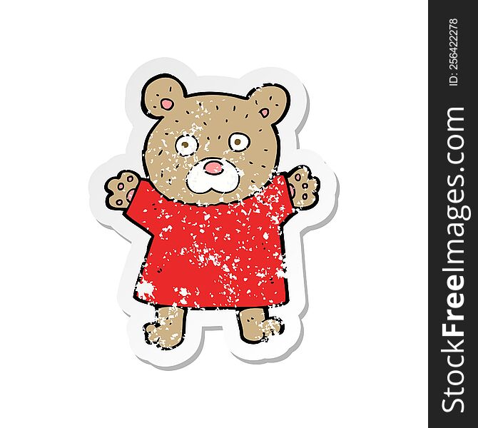 Retro Distressed Sticker Of A Cartoon Cute Teddy Bear