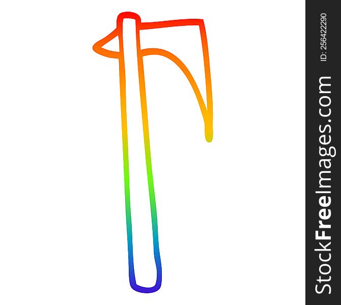 rainbow gradient line drawing of a cartoon sharp axe
