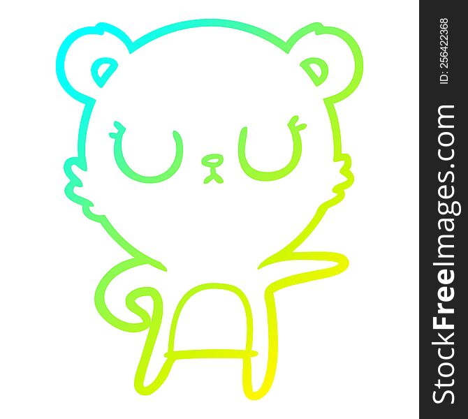 cold gradient line drawing of a peaceful cartoon bear