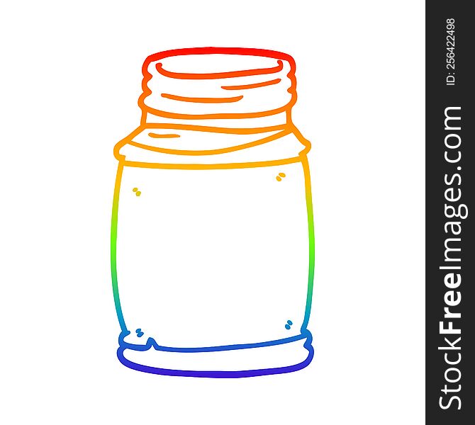 rainbow gradient line drawing of a cartoon storage jar