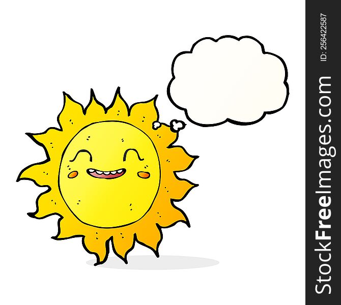 Cartoon Happy Sun With Thought Bubble