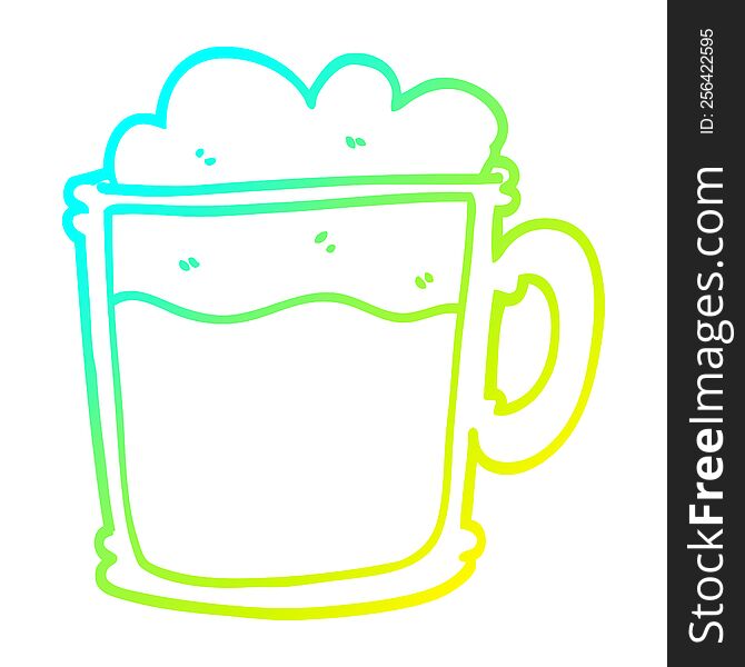 cold gradient line drawing of a cartoon foamy latte