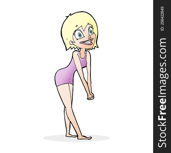 Cartoon Excited Woman