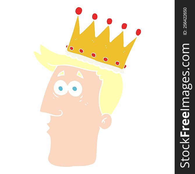 Flat Color Illustration Of A Cartoon Kings Head