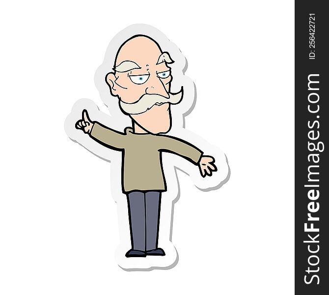 Sticker Of A Cartoon Old Man Telling Story