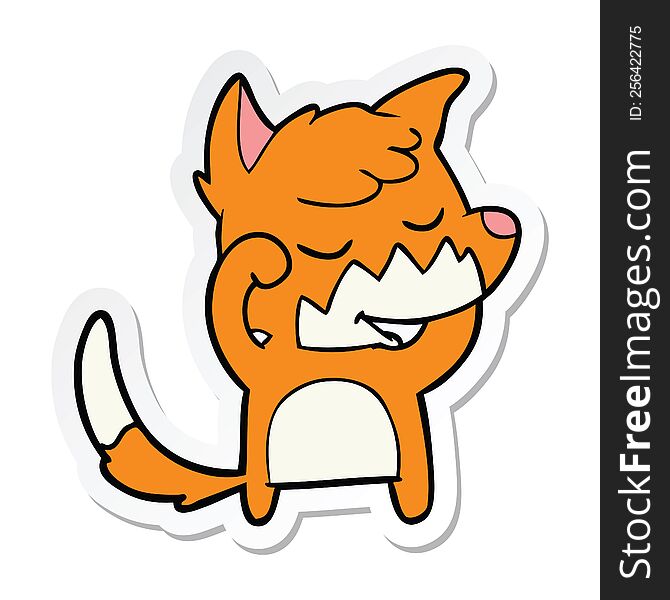 Sticker Of A Friendly Cartoon Fox Waking Up