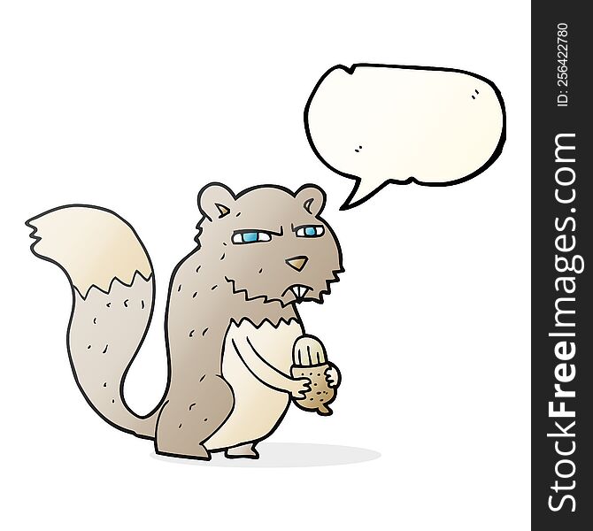Speech Bubble Cartoon Angry Squirrel With Nut