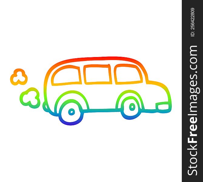 rainbow gradient line drawing of a child\'s drawing of a bus. rainbow gradient line drawing of a child\'s drawing of a bus