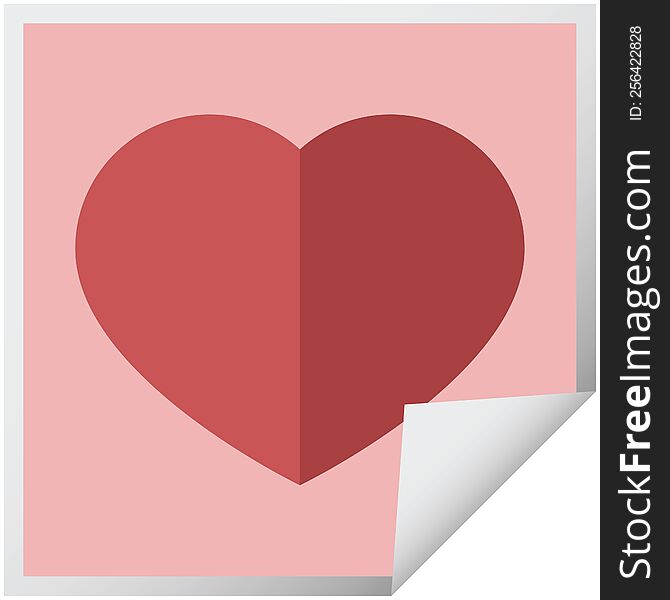 heart symbol graphic vector illustration square sticker. heart symbol graphic vector illustration square sticker