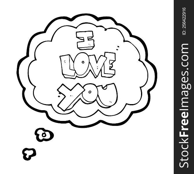 I love you freehand drawn thought bubble cartoon symbol. I love you freehand drawn thought bubble cartoon symbol