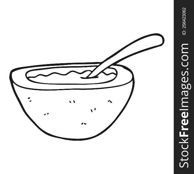 freehand drawn black and white cartoon porridge