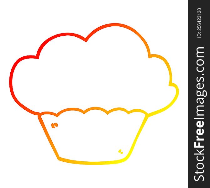 Warm Gradient Line Drawing Cartoon Muffin