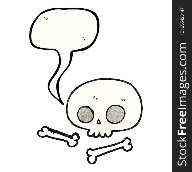 Speech Bubble Textured Cartoon Skull And Bones