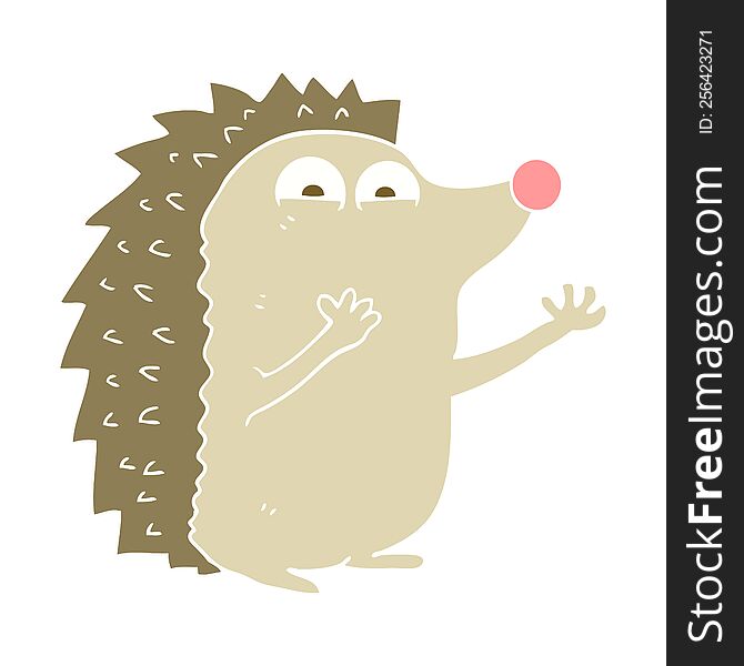 flat color illustration of cute hedgehog. flat color illustration of cute hedgehog